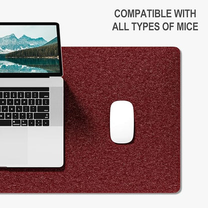 Auhoahsil Felt Desk Mat, Minimalist Large Mouse Pad XXL 35.5 x 15.7 in, Desk Matt for Desktop, Keyboard, Laptop, Computer, Office, Work from Home, Gaming, Red | Mouse Pads - TrueDesk