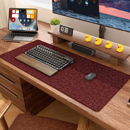 Auhoahsil Felt Desk Mat, Minimalist Large Mouse Pad XXL 35.5 x 15.7 in, Desk Matt for Desktop, Keyboard, Laptop, Computer, Office, Work from Home, Gaming, Red | Mouse Pads - TrueDesk