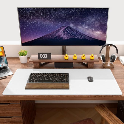 Auhoahsil Felt Desk Mat, Minimalist Large Mouse Pad XXL 35.5 x 15.7 in, Desk Matt for Desktop, Keyboard, Laptop, Computer, Office, Work from Home, Gaming, White | Mouse Pads - TrueDesk