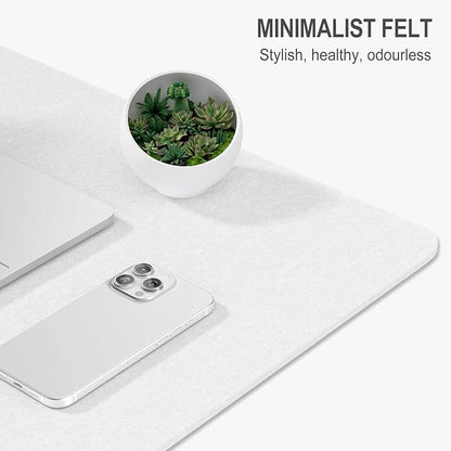 Auhoahsil Felt Desk Mat, Minimalist Large Mouse Pad XXL 35.5 x 15.7 in, Desk Matt for Desktop, Keyboard, Laptop, Computer, Office, Work from Home, Gaming, White | Mouse Pads - TrueDesk
