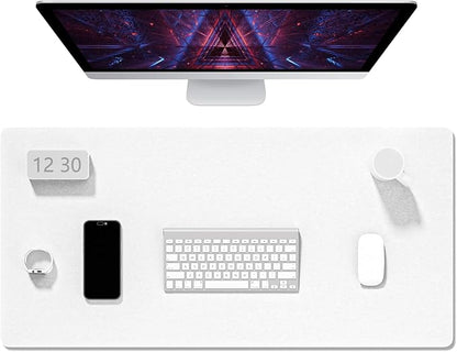 Auhoahsil Felt Desk Mat, Minimalist Large Mouse Pad XXL 35.5 x 15.7 in, Desk Matt for Desktop, Keyboard, Laptop, Computer, Office, Work from Home, Gaming, White | Mouse Pads - TrueDesk
