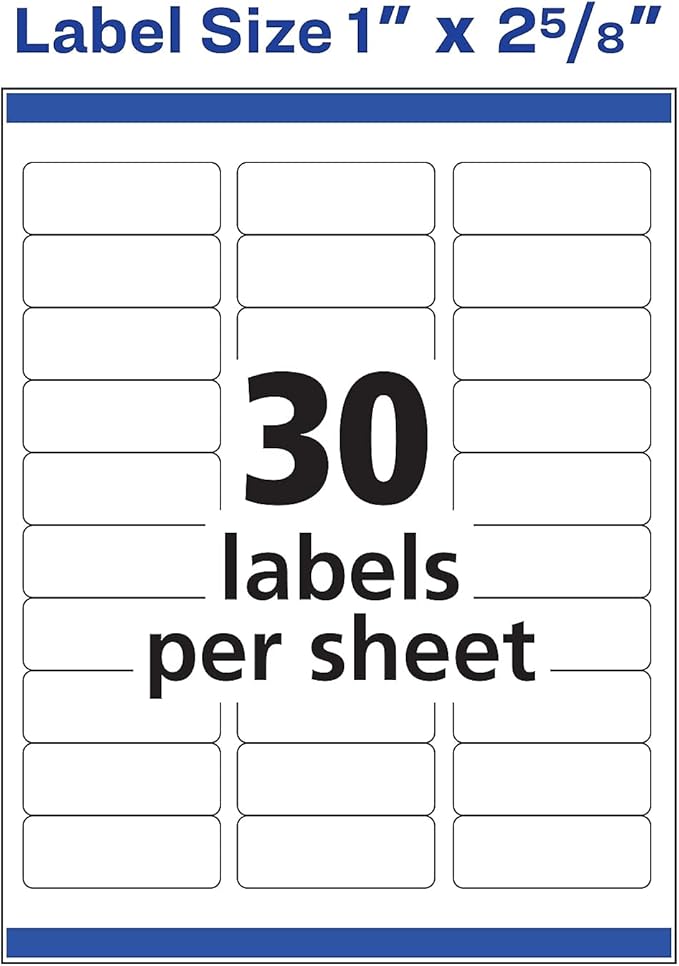 Avery Easy Peel Address Labels, Inkjet Printers, White, 1" x 2 - 5/8", Box of 750 Labels (08160) | Address Labels - TrueDesk