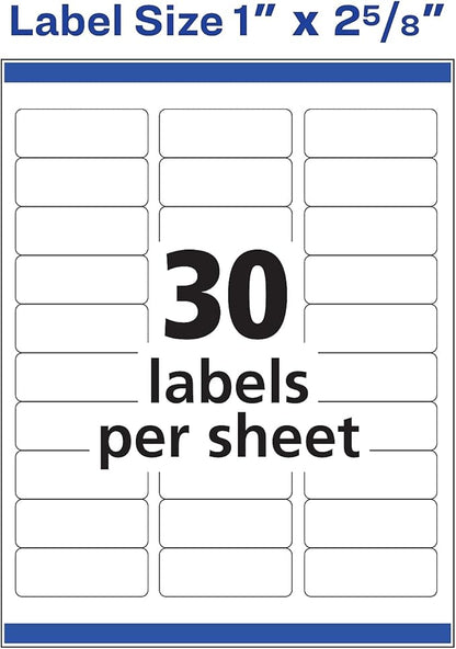 Avery Easy Peel Address Labels, Inkjet Printers, White, 1" x 2 - 5/8", Box of 750 Labels (08160) | Address Labels - TrueDesk