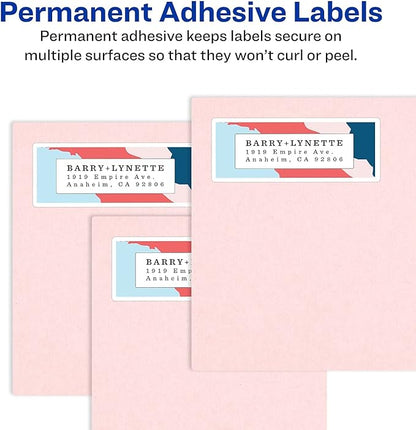 Avery Easy Peel Address Labels, Inkjet Printers, White, 1" x 2 - 5/8", Box of 750 Labels (08160) | Address Labels - TrueDesk
