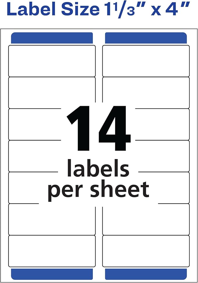 Avery Easy Peel Printable Address Labels with Sure Feed, 1 - 1/3" x 4", White, 1,400 Blank Mailing Labels for Laser Printers (5162) | Address Labels - TrueDesk
