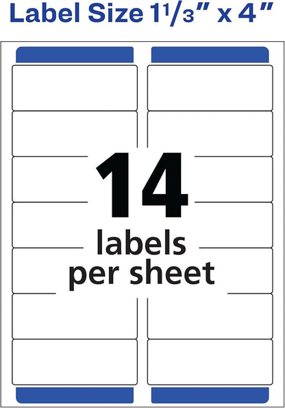 Avery Easy Peel Printable Address Labels with Sure Feed, 1 - 1/3" x 4", White, 1,400 Blank Mailing Labels for Laser Printers (5162) | Address Labels - TrueDesk