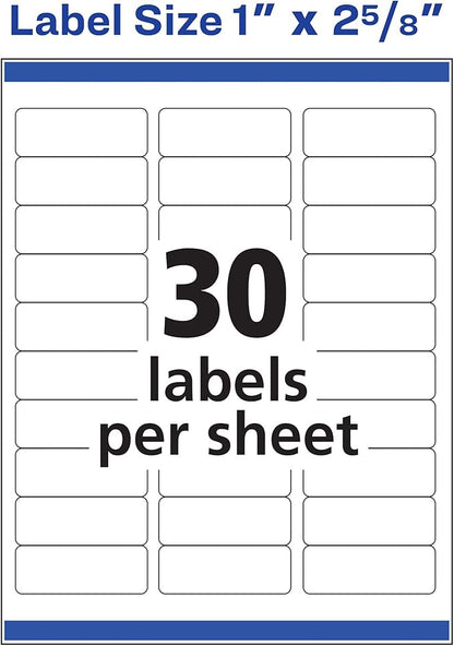 Avery Easy Peel Printable Address Labels with Sure Feed, 1" x 2 - 5/8", White, 300 Blank Mailing Labels (18160) (Pack of 2) | Address Labels - TrueDesk