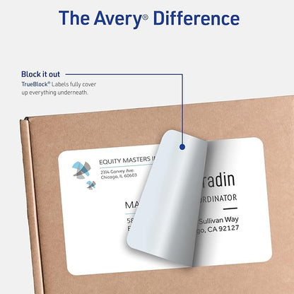 Avery Half - Sheet Printable Shipping Labels, 5.5" x 8.5" Customizable Stickers, White, 20 Blank Mailing Labels, Great for Mailing, Shipping, Organizing, and More (18126) | Laser Inkjet Printer Labels - TrueDesk