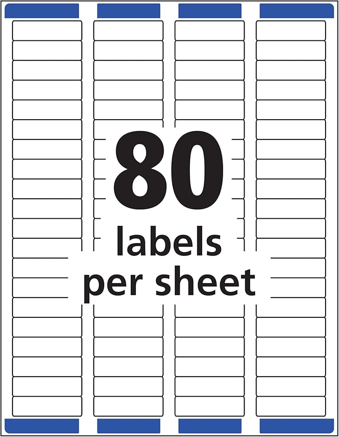 Avery Printable Return Address Labels with Sure Feed, 0.5" x 1.75", White, 800 Blank Mailing Labels (18167) | Address Labels - TrueDesk