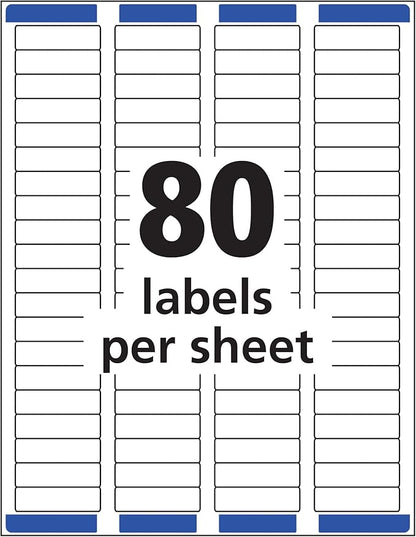 Avery Printable Return Address Labels with Sure Feed, 0.5" x 1.75", White, 800 Blank Mailing Labels (18167) | Address Labels - TrueDesk