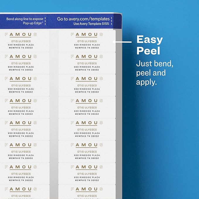 Avery Printable Return Address Labels with Sure Feed, 2/3" x 1 - 3/4", Matte Clear, 600 Blank Mailing Labels (18695) | Address Labels - TrueDesk