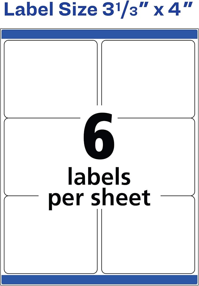 Avery Printable Shipping Labels with Sure Feed, 3 - 1/3" x 4", White, 150 Blank Mailing Labels (5264) | Laser Inkjet Printer Labels - TrueDesk