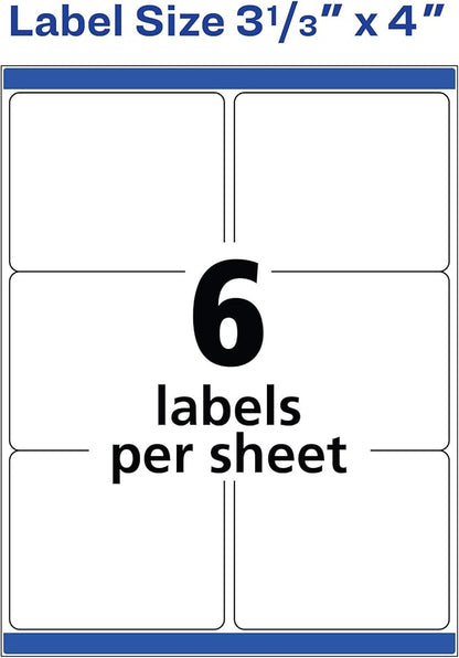 Avery Printable Shipping Labels with Sure Feed, 3 - 1/3" x 4", White, 150 Blank Mailing Labels (5264) | Laser Inkjet Printer Labels - TrueDesk