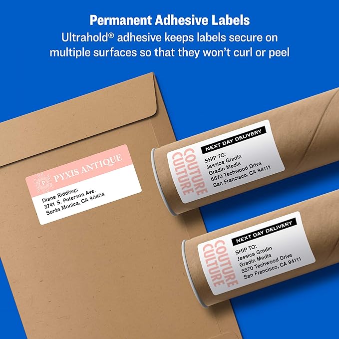 Avery Printable Shipping Labels with Sure Feed, 3.5" x 5", White, 100 Blank Mailing Labels (8168) | Laser Inkjet Printer Labels - TrueDesk