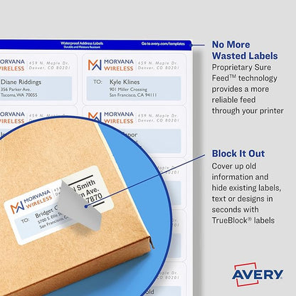 Avery Printable Shipping Labels with Sure Feed, 3.5" x 5", White, 100 Blank Mailing Labels (8168) | Laser Inkjet Printer Labels - TrueDesk