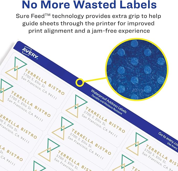 Avery Printable TrueBlock Shipping Labels, 3.5" x 5", Sure Feed, White, 2 Pack, 200 Labels Total (5640) | Laser Inkjet Printer Labels - TrueDesk