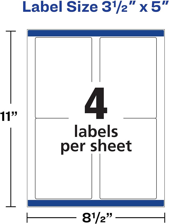 Avery Printable TrueBlock Shipping Labels, 3.5" x 5", Sure Feed, White, 2 Pack, 200 Labels Total (5640) | Laser Inkjet Printer Labels - TrueDesk