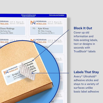 Avery Printable TrueBlock Shipping Labels, 3.5" x 5", Sure Feed, White, 2 Pack, 200 Labels Total (5640) | Laser Inkjet Printer Labels - TrueDesk