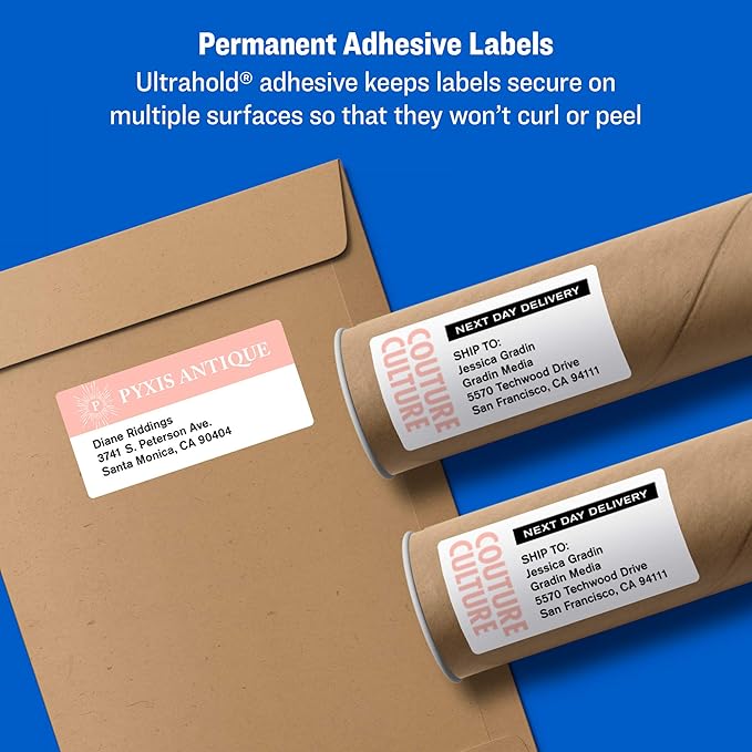 Avery Shipping Address Labels, Inkjet Printers, 100 Labels,3 - 1/2 x 5, Permanent Adhesive,White, 5 Packs (8168) | Laser Inkjet Printer Labels - TrueDesk