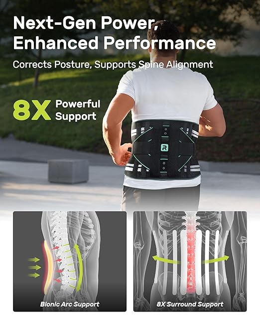 Back Brace for Lower Back for Women Men, Elastic Back Support Belt with 8 Stays for Lifting at Work, Breathable Soft Lumbar Support, Blue L | Lumbar Supports - TrueDesk