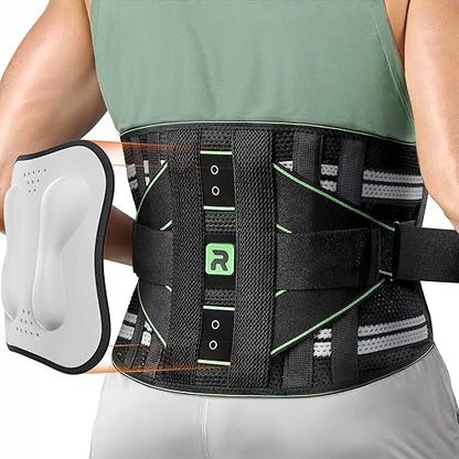 Back Brace for Lower Back Pain Relief, 8X Powerful Lumbar Support with 3D Pad, Support Belt for Men Women, Breathable Back Support Brace with Adjustable Strap, Green Size S | Lumbar Supports - TrueDesk