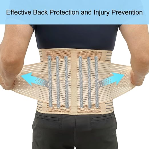 Back Brace for Men and Women, Back Support Belt Relief Lower Back Pain Herniated Disc, Sciatica, Scoliosis, Breathable Mesh, Lumbar Support Belt, Back Brace for Lifting at Work 02 Beige - M | Lumbar Supports - TrueDesk