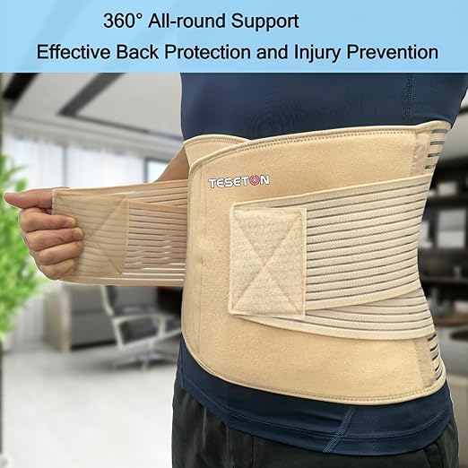 Back Brace for Men and Women, Back Support Belt Relief Lower Back Pain Herniated Disc, Sciatica, Scoliosis, Breathable Mesh, Lumbar Support Belt, Back Brace for Lifting at Work 02 Beige - M | Lumbar Supports - TrueDesk