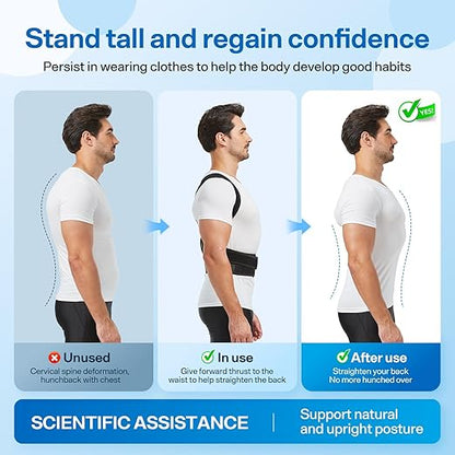 Back Brace Posture Corrector for Men and Women, Adjustable Back Brace for Back, Neck and Shoulder Pain Relief, Back Support for Scoliosis, Hunchback, Hump, Thoracic, Spine Corrector (X - Large) | Back Braces - TrueDesk