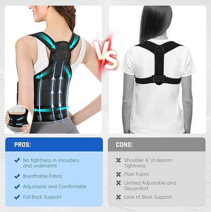 Back Brace Posture Corrector for Women & Men, Adjustable Shoulder Straightener with Full Back Support, Relief for Lower & Upper Back Pain, Hunchback & Scoliosis (Black, Small) | Back Braces - TrueDesk