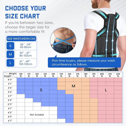 Back Brace Posture Corrector for Women & Men, Adjustable Shoulder Straightener with Full Back Support, Relief for Lower & Upper Back Pain, Hunchback & Scoliosis (Black, Small) | Back Braces - TrueDesk