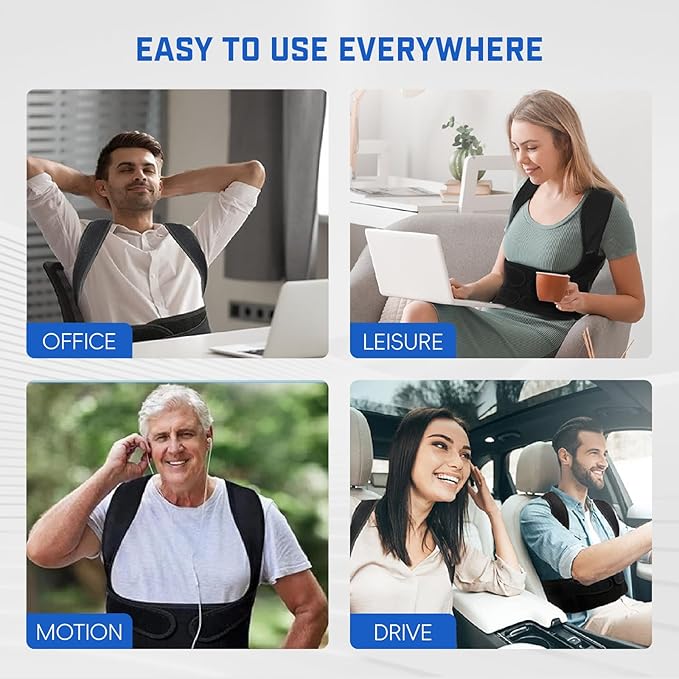 Back Brace Posture Corrector for Women & Men, Adjustable Shoulder Straightener with Full Back Support, Relief for Lower & Upper Back Pain, Hunchback & Scoliosis (Black, Small) | Back Braces - TrueDesk