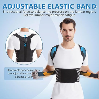 Back Brace Posture Corrector for Women & Men, Shoulder Straightener， Improve Posture Lumbar， Adjustable Full Back Support， Hunchback Correction, Upper and Lower Back Pain Relief, Scoliosis, Spine Corrector (Medium) | Back Braces - TrueDesk