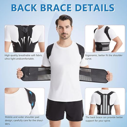Back Brace Posture Corrector for Women & Men, Shoulder Straightener， Improve Posture Lumbar， Adjustable Full Back Support， Hunchback Correction, Upper and Lower Back Pain Relief, Scoliosis, Spine Corrector (Small) | Back Braces - TrueDesk
