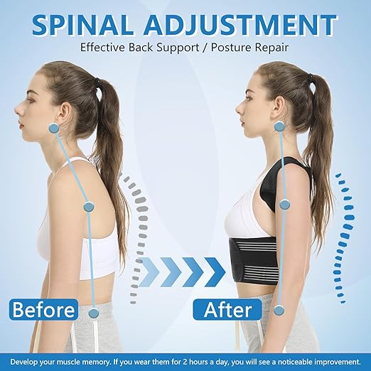 Back Brace Posture Corrector for Women & Men, Shoulder Straightener， Improve Posture Lumbar， Adjustable Full Back Support， Hunchback Correction, Upper and Lower Back Pain Relief, Scoliosis, Spine Corrector (X - Large) | Back Braces - TrueDesk