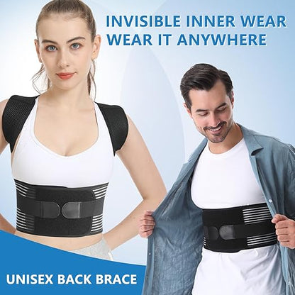 Back Brace Posture Corrector for Women & Men, Shoulder Straightener， Improve Posture Lumbar， Adjustable Full Back Support， Hunchback Correction, Upper and Lower Back Pain Relief, Scoliosis, Spine Corrector (X - Large) | Back Braces - TrueDesk
