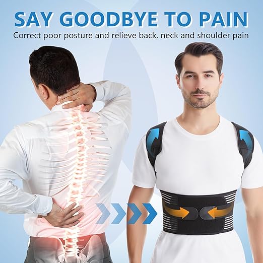 Back Brace Posture Corrector for Women & Men, Shoulder Straightener， Improve Posture Lumbar， Adjustable Full Back Support， Hunchback Correction, Upper and Lower Back Pain Relief, Scoliosis, Spine Corrector (Large) | Back Braces - TrueDesk