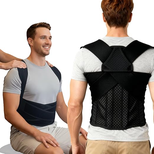 Back Posture Corrector Brace for Men & Women, Back - Anchored Shoulder Support, 3.1 - Inch Wide Straps, Adjustable Upper Straightener & Lower Spine Support to Help Reduce Slouching, Wear Under Clothes | Back Braces - TrueDesk