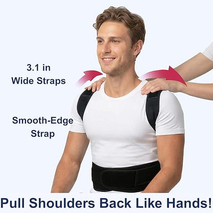Back Posture Corrector Brace for Men & Women, Back - Anchored Shoulder Support, 3.1 - Inch Wide Straps, Adjustable Upper Straightener & Lower Spine Support to Help Reduce Slouching, Wear Under Clothes | Back Braces - TrueDesk