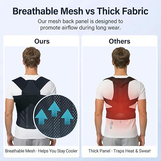 Back Posture Corrector Brace for Men & Women, Back - Anchored Shoulder Support, 3.1 - Inch Wide Straps, Adjustable Upper Straightener & Lower Spine Support to Help Reduce Slouching, Wear Under Clothes | Back Braces - TrueDesk