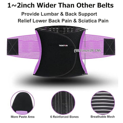 Back Support Brace Belt for Men & Women, Breathable Lumbar Support Belt, scoliosis back brace, Waist Relax Lower Back Pain & Sciatica Pain Relief with 8 reinforced Bones 02 Purple - XXL | Lumbar Supports - TrueDesk