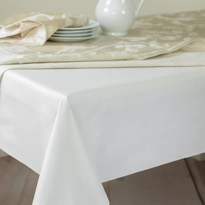 Benson Mills Deluxe Heavy Duty Vinyl Table Pad, Premium Table Protector, Waterproof with Flannel Backing, Quilted Design and Customizable (Off - White, 52" X 120" Rectangular) | Table Pads - TrueDesk