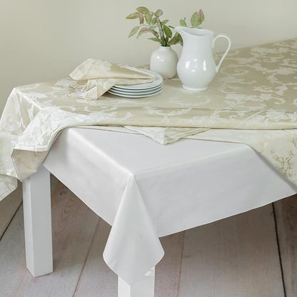 Benson Mills Deluxe Heavy Duty Vinyl Table Pad, Premium Table Protector, Waterproof with Flannel Backing, Quilted Design and Customizable (Off - White, 52" X 120" Rectangular) | Table Pads - TrueDesk