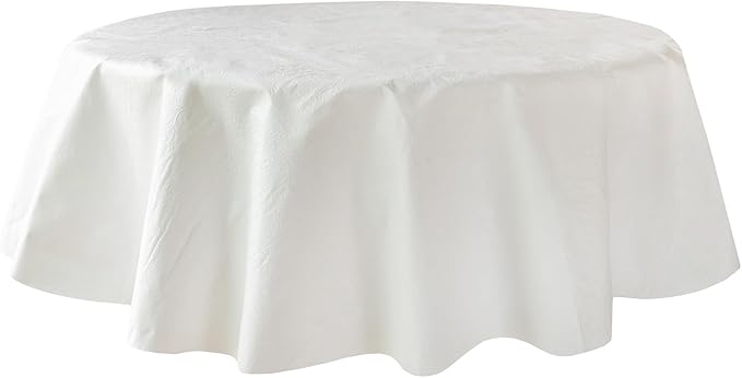 Benson Mills Deluxe Heavy Duty Vinyl Table Pad, Premium Table Protector, Waterproof with Flannel Backing, Quilted Design and Customizable (Off - White, 70" Round) | Table Pads - TrueDesk