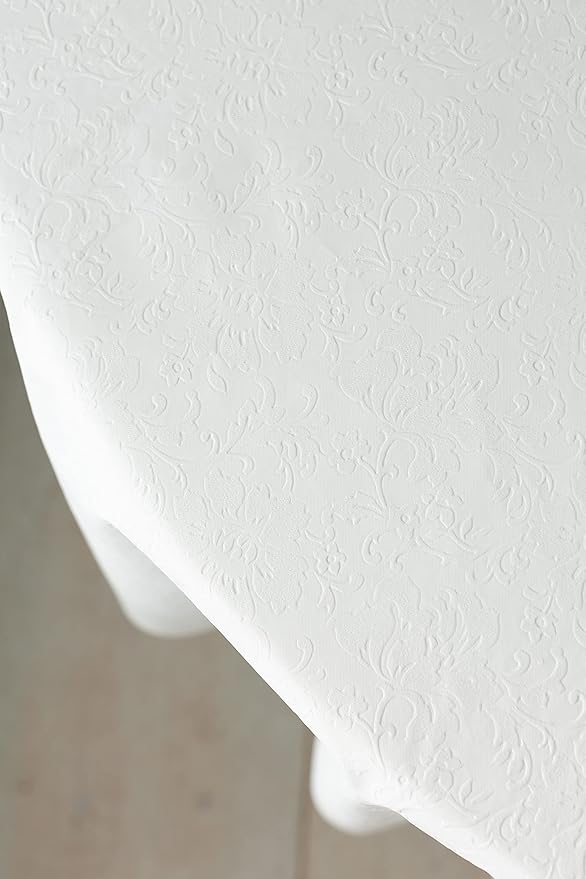 Benson Mills Deluxe Heavy Duty Vinyl Table Pad, Premium Table Protector, Waterproof with Flannel Backing, Quilted Design and Customizable (Off - White, 70" Round) | Table Pads - TrueDesk