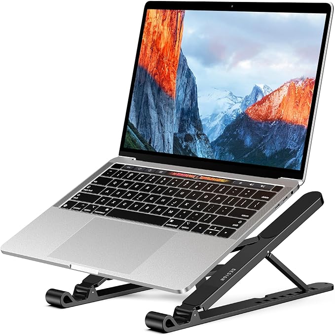 BESIGN LS01 Pro Ergonomic Laptop Stand, Plastic Laptop Riser, Portable and Adjustable Notebook Computer Holder Compatible with 10 - 14" Laptops (Black) | Stands - TrueDesk