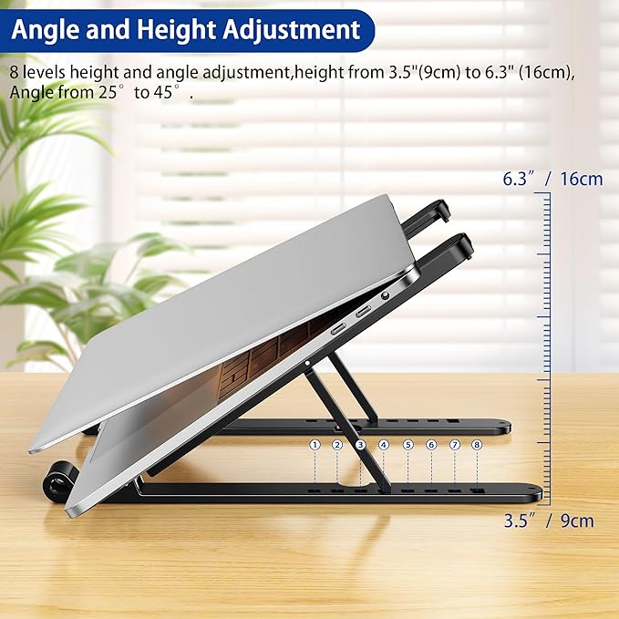 BESIGN LS01 Pro Ergonomic Laptop Stand, Plastic Laptop Riser, Portable and Adjustable Notebook Computer Holder Compatible with 10 - 14" Laptops (Black) | Stands - TrueDesk