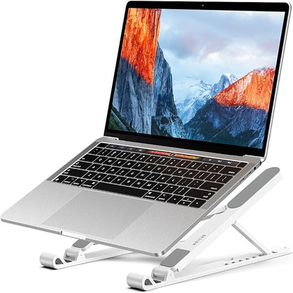 BESIGN LS01 Pro Ergonomic Laptop Stand, Plastic Laptop Riser, Portable and Adjustable Notebook Computer Holder Compatible with 10 - 14" Laptops (White) | Stands - TrueDesk