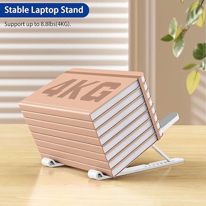 BESIGN LS01 Pro Ergonomic Laptop Stand, Plastic Laptop Riser, Portable and Adjustable Notebook Computer Holder Compatible with 10 - 14" Laptops (White) | Stands - TrueDesk