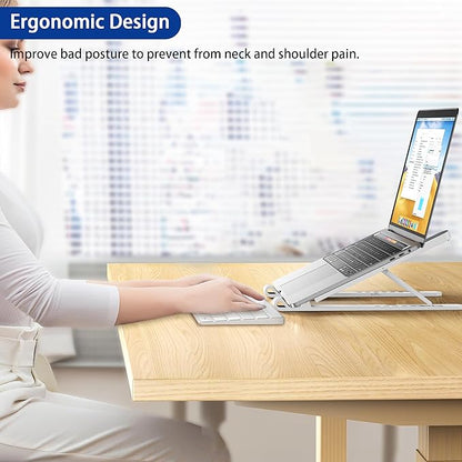 BESIGN LS01 Pro Ergonomic Laptop Stand, Plastic Laptop Riser, Portable and Adjustable Notebook Computer Holder Compatible with 10 - 14" Laptops (White) | Stands - TrueDesk