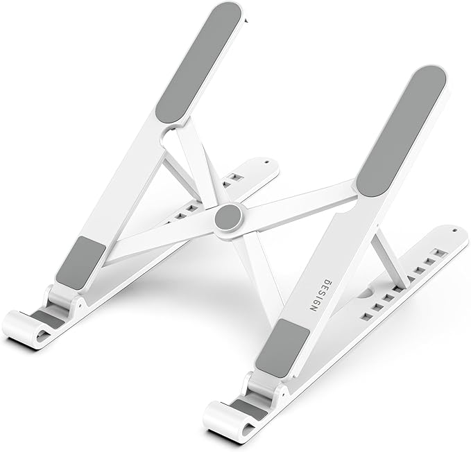 BESIGN LS01 Pro Ergonomic Laptop Stand, Plastic Laptop Riser, Portable and Adjustable Notebook Computer Holder Compatible with 10 - 14" Laptops (White) | Stands - TrueDesk